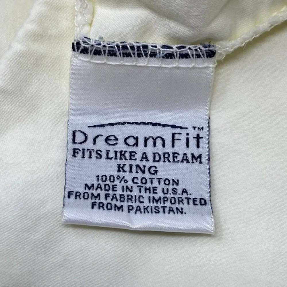 Vtg DreamFit Pillowcase 100% Cotton King Size Made in USA Cream‎ Ivory Piping